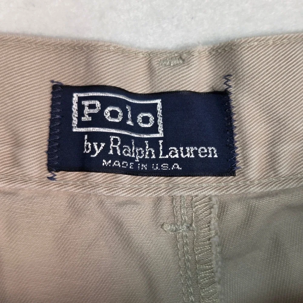 Vtg Polo Ralph Lauren Chinos Mens 33x26‎ Tan Pleated Made in USA Khaki Pants